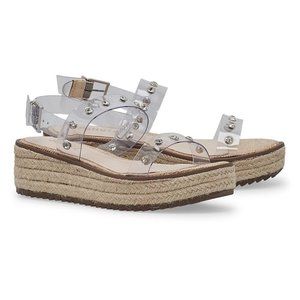 Schutz Cristiane Studded Clear Espadrille NWT